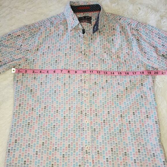 2/$30 LON NYC Cream with Multicolored Pineapple Print Button Down Size S - Picture 5 of 6